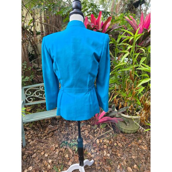 Vintage Saks Fifth Ave Teal Turquoise Jacket Size 6 - Picture 3 of 4